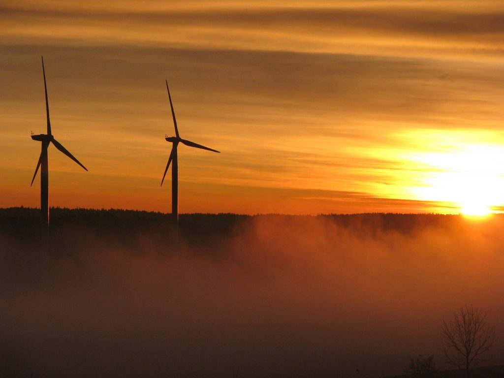 Windkraft Sonnenaufgang